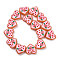 Handmade Heart Lampwork Beads Strands, Flower, Pink, 24~25x24~25x11mm, Hole: 1.4mm, about 15pcs/strand, 14.2''(36cm)