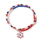 Glass Seed Beaded Stretch Bracelet, Independence Day Bracelet with Alloy Enamel Star Charms, Colorful, Inner Diameter: 2 inch(5.2cm)