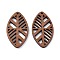 Walnut Wood Laser Cut Pendants, Hollow Charms, Undyed, Leaf, 40x21x2.4mm, Hole: 1.6mm