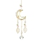 Alloy Cable Chains Moon Pendant Decorations, Natural Rose Quartz Chip and Glass Pendants, for Home Decorations, Golden, 270mm