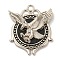 Alloy Pendants, with Imitation Leather, Platinum, Eagle, Black, 39.5x32.5x5mm, Hole: 3mm