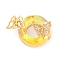 Brass Pendants with Cubic Zirconia and Glass, Electrophoretic Color Preservation, Round Charms, Golden, 30x20x10x11mm