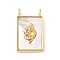 Brass Pave Natural White Shell Pendants, Rectangle Charms, Real 18K Gold Plated, Long-Lasting Plated, Lead Free & Cadmium Free, Rack Plating, Snake, 18x11x3.5mm, Hole: 1.6mm