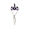 Cylinder Seed Beaded Eye Pendants, with Alloy Triangle Pendants and 304 Stainless Steel Linking Ring, Plum, 42x18.5x6.5mm, Hole: 2mm