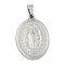 Non-Tarnish 304 Stainless Steel Pendants, Religious Theme Charm, Oval with Saint, Stainless Steel Color, 24x16x2~2.5mm, Hole: 5x3mm
