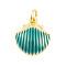 Rack Plating Brass Enamel Pendants, Cadmium Free & Lead Free, Long-Lasting Plated, Real 18K Gold Plated, Shell Shape, Sea Green, 14x13x4mm, Hole: 3mm