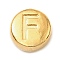 304 Stainless Steel Beads, Flat Round with Letter, Golden, Letter F, 7x3.5mm, Hole: 1.7mm