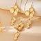 Alloy Flat Round Tassel Pendant Necklaces & Dangle Earrings for Women, Golden, 400mm