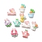 Cartoon Rabbit Theme Opaque Resin Decoden Cabochons, Flower & Rabbit & Watering Pots, Mixed Shapes, Mixed Color, 22~28x20.5~27x7.5~8.5mm