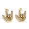 Brass Micro Pave Clear Cubic Zirconia Pendants, with Jump Rings, Long-Lasting Plated, Palm, for I Love U, Real 18K Gold Plated, 22x17x7mm, Jump Ring: 5x1mm, 3mm Inner Diameter