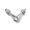 Brass Cubic Zirconia Hook and S-Hook Clasps, Platinum, 37x7x7mm, Hole: 1.5mm