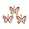Real 18K Gold Plated Rack Plating Brass Micro Pave Cubic Zirconia Pendants, with Resin, Long-Lasting Plated, Cadmium Free & Lead Free, Butterfly, Light Coral, 21.5x26.5x5mm, Hole: 6x2.7mm