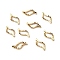 Brass Linking Rings, Long-Lasting Plated, Cadmium Free & Lead Free, Wave, Real 24K Gold Plated, 10x4x1mm, Inner Diameter: 6x2mm