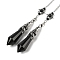 Natural Obsidian Cone Dowsing Pendulum Big Pointed Pendants, with Antique Silver Tone Brass Findings, 312mm