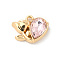 Rack Plating Alloy Charms, with Glass, Nickel Free, Flower of Life Charms, Golden, Pink, 13.5x17x5mm, Hole: 1.8mm