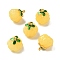 Glass Charms, Pumpkin, with Golden Alloy Enamel Findings, Yellow, 14.5x13mm, Hole: 1.5mm