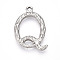 304 Stainless Steel Pendants, Letter Charms, Letter Q, 23x16.5x3mm, Hole: 1.6mm