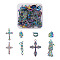 32Pcs 8 Style Rainbow CoLOR Alloy Pendants, Skull & Cross & Skeleton & Teeth & Pumpkin, 12.5~51x13~34x2.5~5.5mm, Hole: 1.2~4mm, 4pcs/style