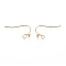 Brass Earring Hooks, Ear Wire, with Horizontal Loop, Long-Lasting Plated, Real 14K Gold Plated, 10.5x20x2.5mm, Hole: 1.5mm, Pin: 0.7mm