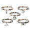 Natural Pink Zebra Jasper Round Beaded Stretch Bracelet, Graduation Alloy Charms Bracelet, Mixed Shapes, Inner Diameter: 2-1/4 inch(5.6cm)