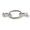 Brass Fold Over Clasps, Lead Free & Cadmium Free, Long-Lasting Plated, Rack Plating, Oval, Platinum, 44mm