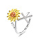 Adjustable Brass Rhinestone Rotating Cuff Rings, Letter & Sunflower, with Word You are My Sunshine, Fidget Spinner Ring for Calming Worry Meditation, Platinum & Light Gold, Letter X, Inner Diameter: 15~20mm