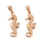 Ion Plating(IP) 304 Stainless Steel Pendants, Sea Horse, Rose Gold, 29x12.5x4mm, Hole: 8x3.5mm