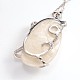 Oval Natural White Shell Pendants & Earrings Jewelry Sets SJEW-P066-02-3