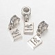 Rectangle with Word Passport Alloy European Dangle Large Hole Pendants X-MPDL-F017-06-1