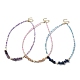 3Pcs 3 Style Dyed Natural Mixed Gemstone Chips & Shell Heart & Pearl Beaded Necklaces Set NJEW-JN04354-1