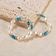 Dyed Natural Turquoise & Pearl Beaded Hoop Earrings EJEW-G369-01G-3