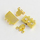 Rectangle Brass Grade A Rhinestone Multi-Strand Box Clasps KK-S127-01-2