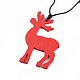染色ポプラウッドパーツネックレス  ワックスコットンコード付き  クリスマスのトナカイ/クワガタ  レッド  41.3~41.7インチ（105~106cm）  1.5mm NJEW-JN02452-01-3