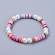 Umweltfreundliche handgefertigte Heishi Perlen aus Fimo für Kinder Stretch-Armbänder für Kinder BJEW-JB04326-M-2