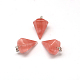 Cone/Spike/Pendulum Cherry Quartz Glass Pendants G-Q202-09-2