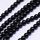 Natürliche schwarze runde Perlen Stränge G-L086-A-01-1