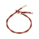 Couple Wave Pattern Nylon Round Cord Silder Bracelet with Brass Clasp for Women BJEW-C020-10G-2