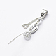 Rhodium Plated 925 Sterling Silver Micro Pave Cubic Zirconia Pendant Bails STER-P034-41P-2
