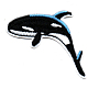 機械刺繍布地手縫い/アイロンワッペン  マスクと衣装のアクセサリー  アップリケ  クジラ  ブラック  75x45mm DIY-K012-02-S702-1