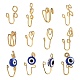 12pcs 12 estilo mal de ojo y anillos de nariz de latón con envoltura de alambre KK-SZ0004-82-1