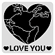 BENECREAT Heart Stencil for Painting Square World Map Stencils Reusable Paint Stencil(30x30cm/18.1x18.1inch) for Painting on Walls Furniture Crafts Wood Wall Home Decoration DIY-WH0172-517-1