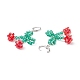 Glass Braided Cherry Long Dangle Leverback Earrings EJEW-TA00120-5