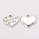 Wedding Theme Antique Silver Tone Tibetan Style Alloy Heart with Father of the Bride Rhinestone Charms TIBEP-N005-19-2