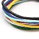 Bracelets de ficelle de jute multibrins colorés de style décontracté unisexe à la mode X-BJEW-L303-01-3