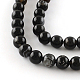Agata nera naturale fili di perline rotondo G-R342-4mm-01-2