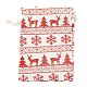 クリスマステーマの綿生地布バッグ  巾着袋  クリスマスパーティースナックギフトオーナメント用  クリスマステーマの模様  14x10cm X-ABAG-H104-B12-2