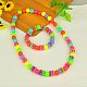 Fluorescent Acrylic Jewelry Sets for Kids: Bracelets & Necklaces SJEW-JS00317-3