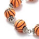 Sport Ball Theme Acrylic Round Beaded Bracelet BJEW-JB08660-02-4