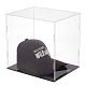 長方形の透明アクリルコレクションディスプレイケース  アクションフィギュア用  帽子収納ホルダー  ブラック  26.4x21.3x25.8cm ODIS-WH0099-16-1