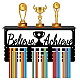 Creatcabin porta trofei porta medaglie espositore per medaglie con ripiano supporto sport 4 fila supporto a parete per contenere 70+ medaglie per ginnastica danza calcio corsa nuoto premi rack 15.7 x 7.9 pollici-credi di raggiungere ODIS-WH0052-008-1